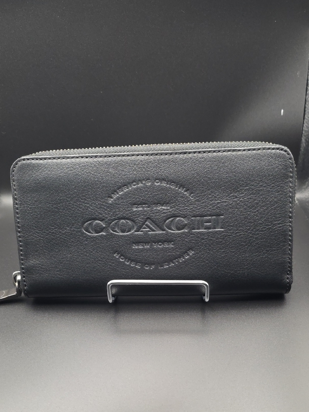 Coach Black Embossed Leather Zip Wallet